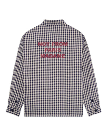 Check Overshirt with Slogan Beige