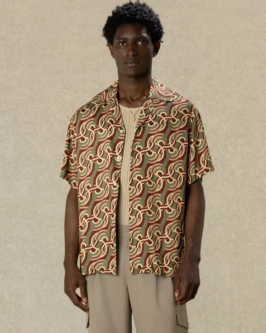 Viscose Chain Link Monogram Shirt Kaki