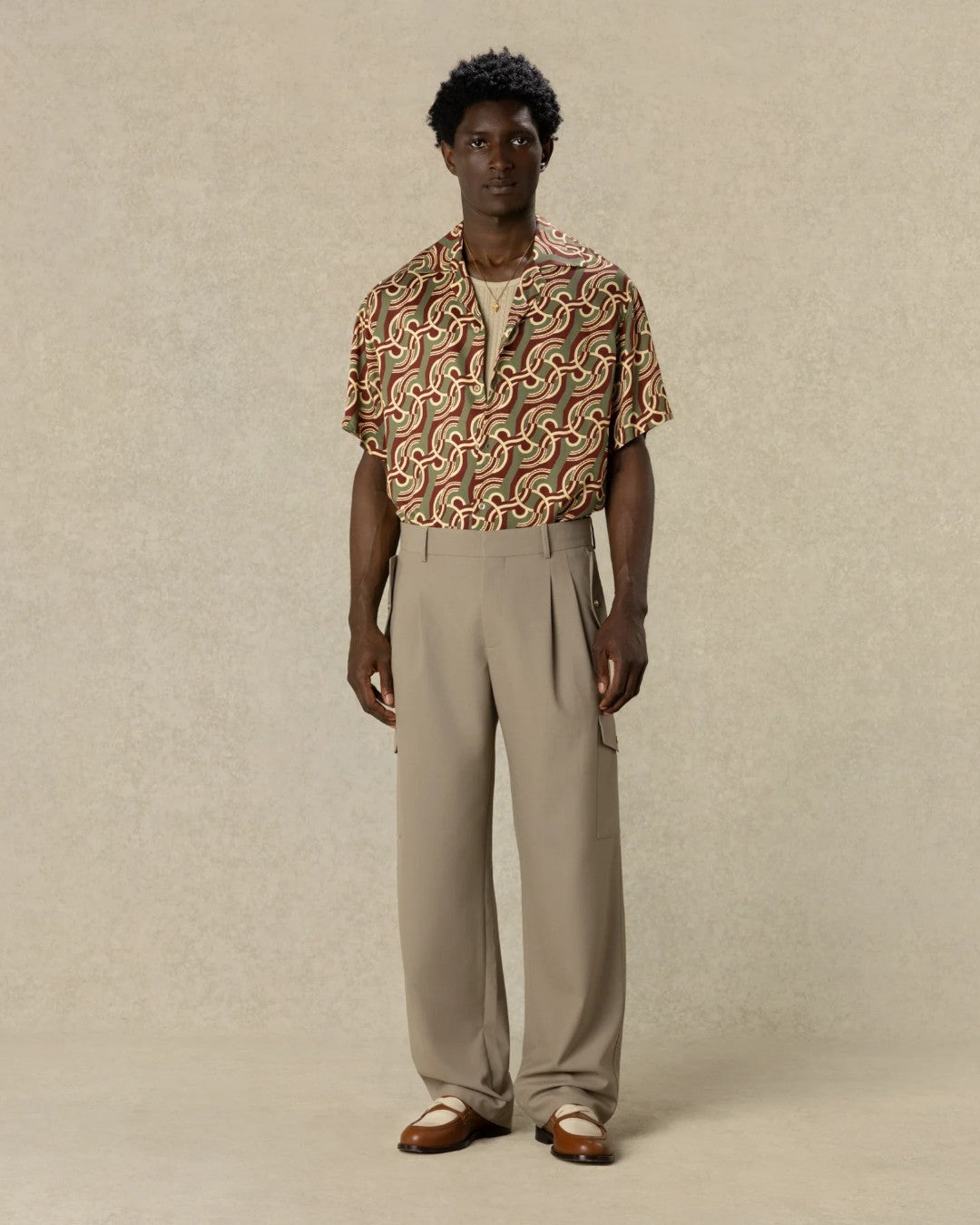 Viscose Chain Link Monogram Shirt Kaki