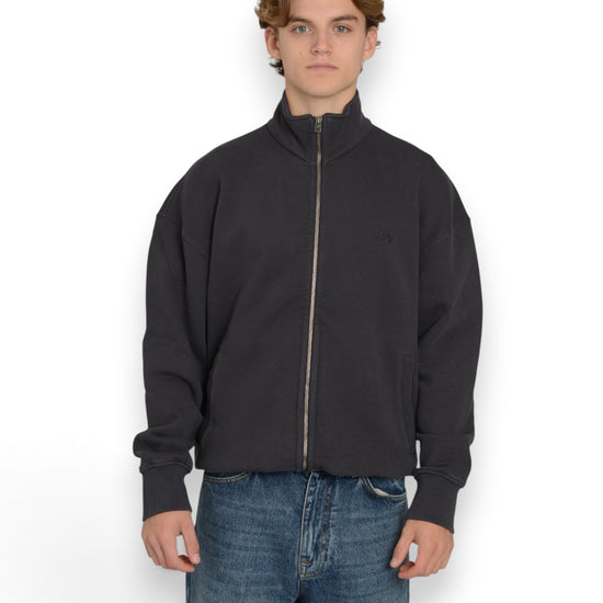 Signature Logo Full Zip Mockneck Sweater Charcoal