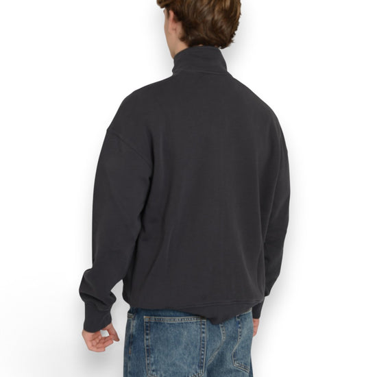 Signature Logo Full Zip Mockneck Sweater Charcoal