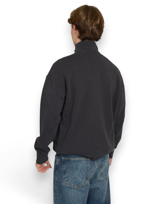 Signature Logo Full Zip Mockneck Sweater Charcoal