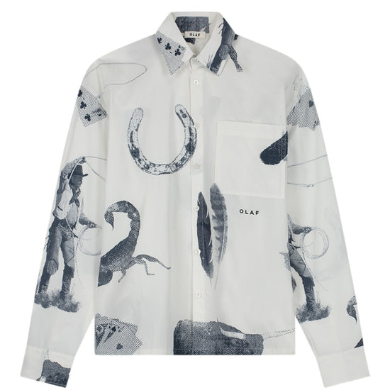 Cowboy AOP Boxy Shirt White Navy