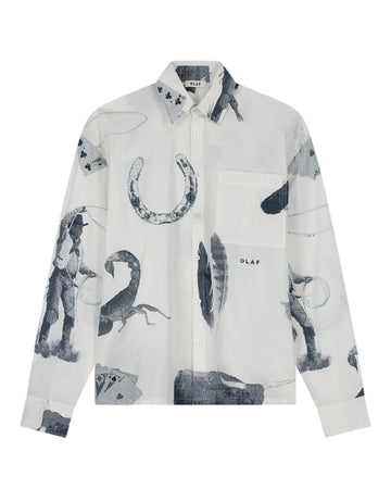 Cowboy AOP Boxy Shirt White Navy