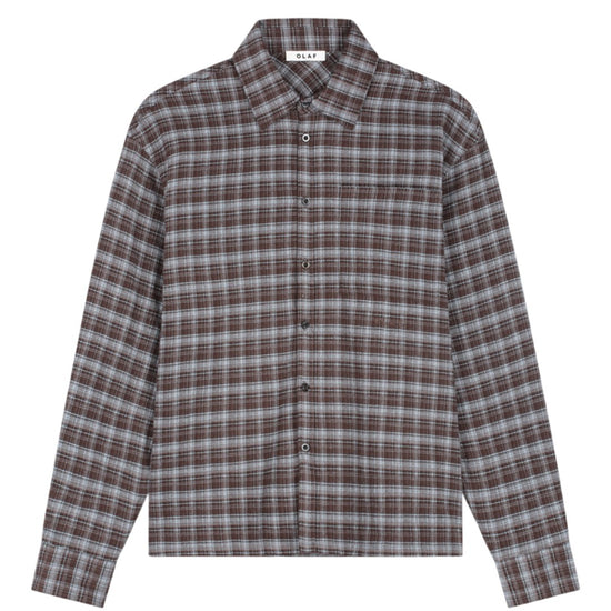Flannel Boxy Shirt Chocolateplum/Windsurfer