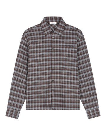 Flannel Boxy Shirt Chocolateplum/Windsurfer