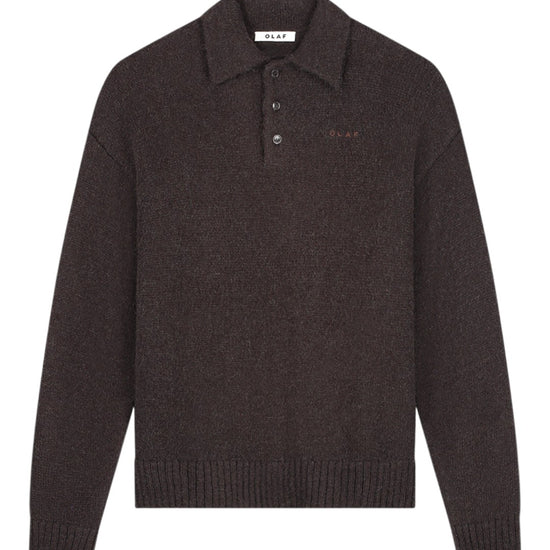 Oversized Knitted LS Polo Chocolateplum