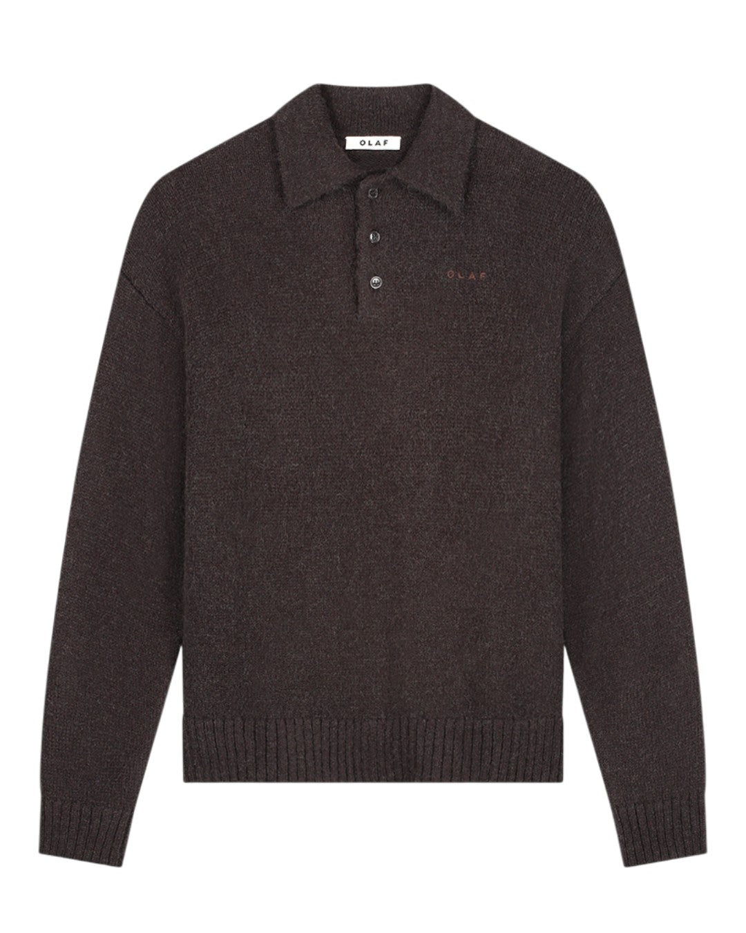 Oversized Knitted LS Polo Chocolateplum