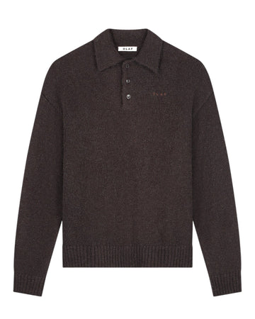 Oversized Knitted LS Polo Chocolateplum