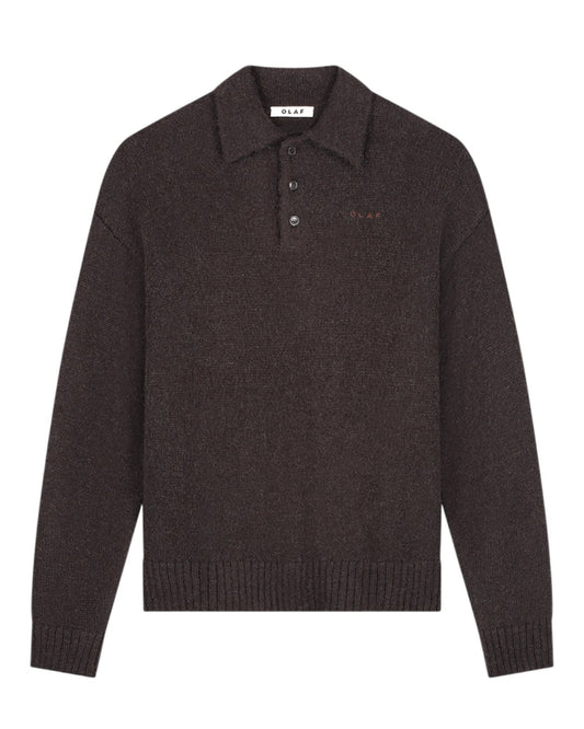 Oversized Knitted LS Polo Chocolateplum