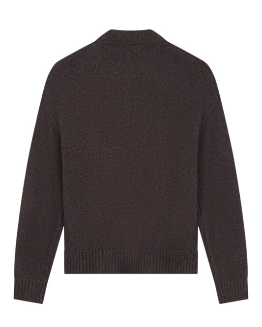Oversized Knitted LS Polo Chocolateplum