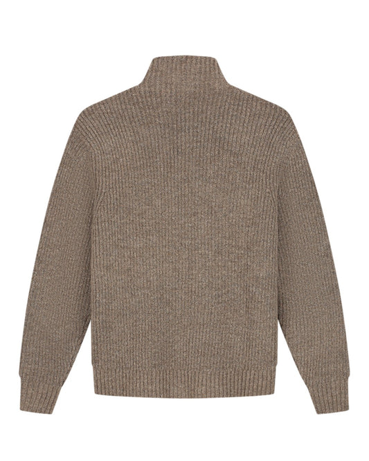 Signature Zip Knitted Mockneck Sweater