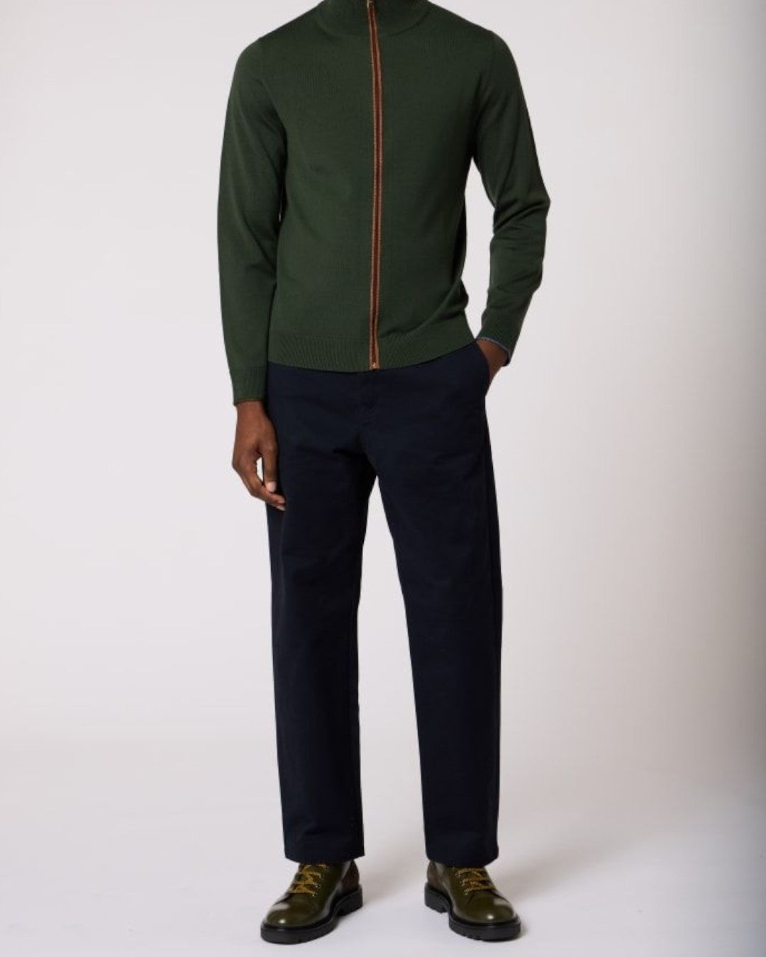 Full Zip Cardigan Green