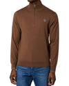 Zebra Badge Zip Neck Pullover Brown