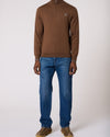 Zebra Badge Zip Neck Pullover Brown