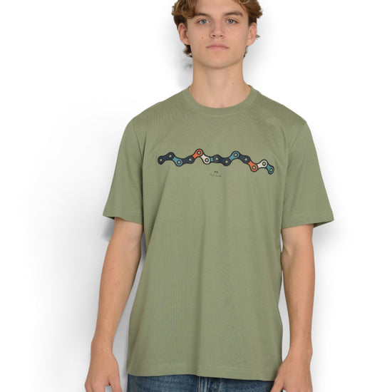 Chain Cotton Regular Fit T-shirt Blue