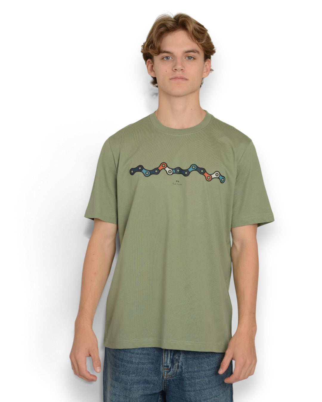 Chain Cotton Regular Fit T-shirt Blue