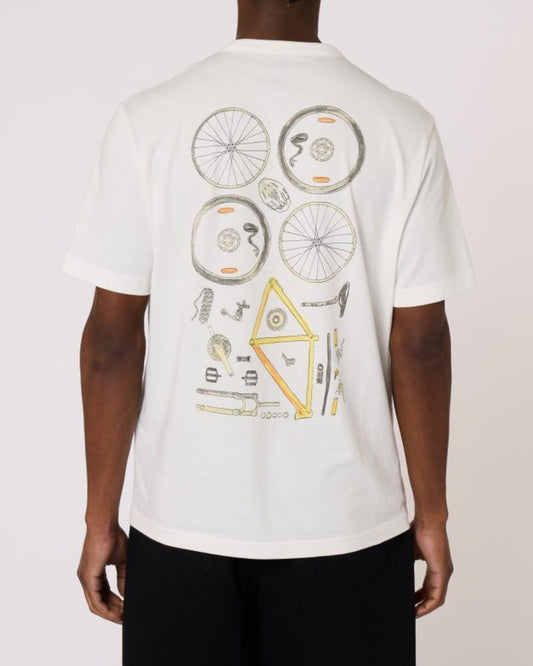 Bike Parts Cotton Regular Fit T-shirt White