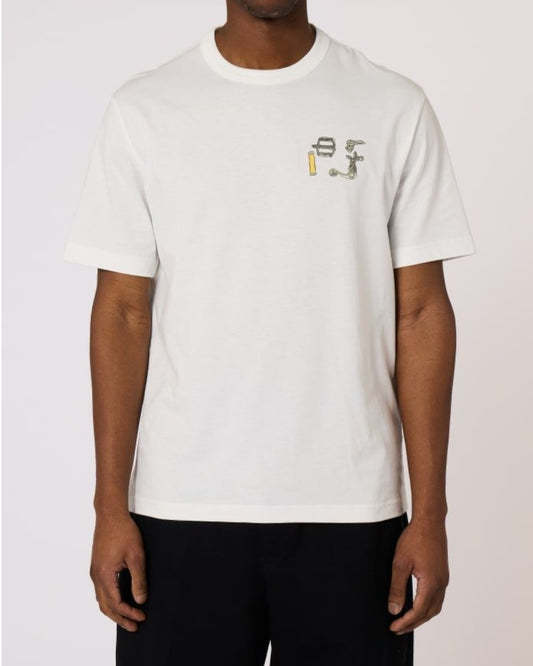Bike Parts Cotton Regular Fit T-shirt White