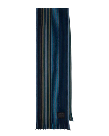 Double Side Stripe Scarf Blue
