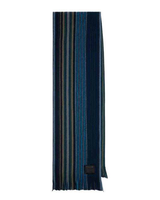 Double Side Stripe Scarf Blue