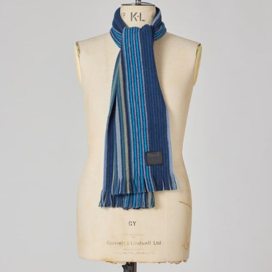 Double Side Stripe Scarf Blue