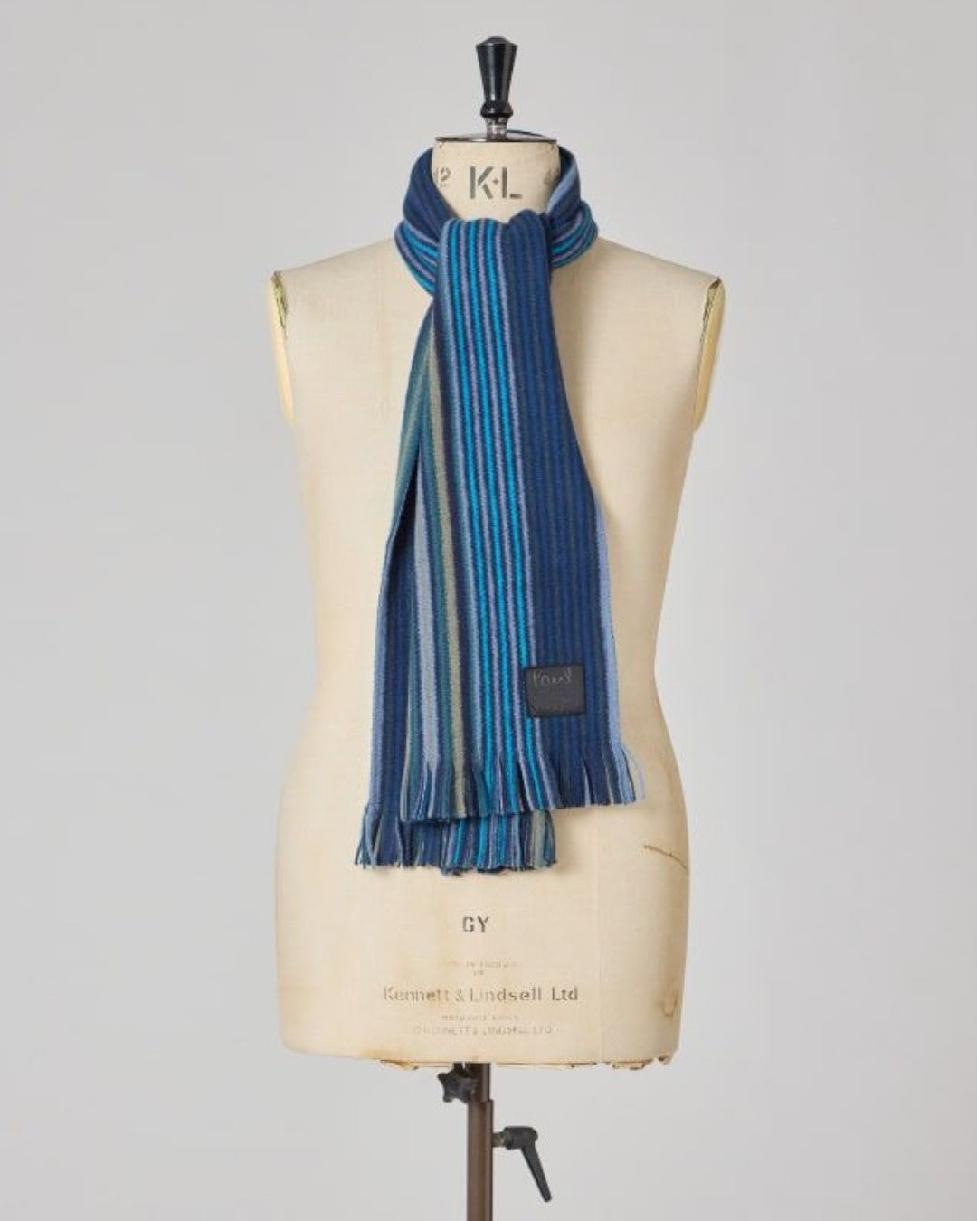 Double Side Stripe Scarf Blue