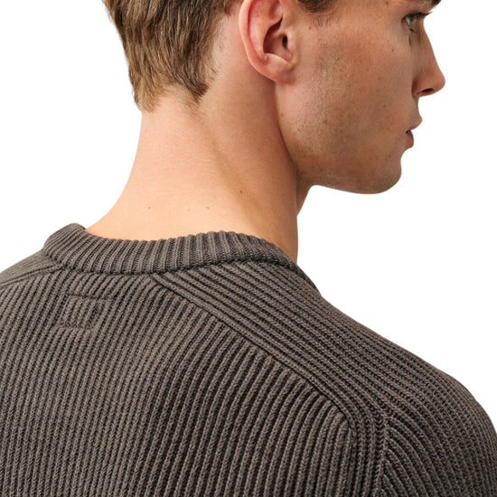Full Rib Cotton Crewneck Lens Sweater Raven