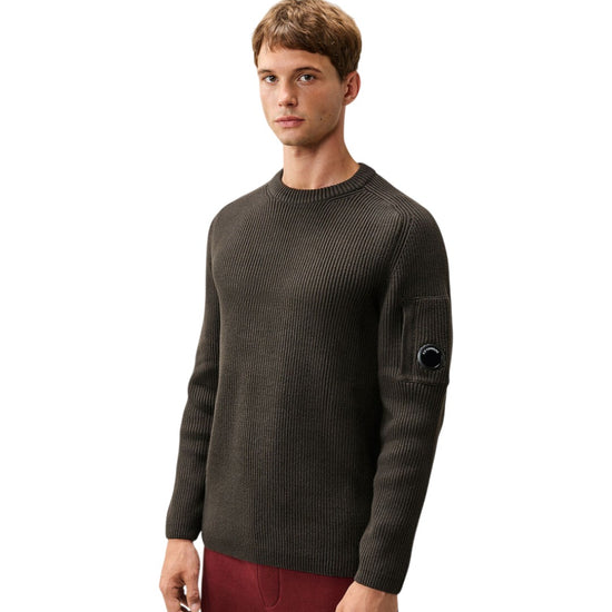 Full Rib Cotton Crewneck Lens Sweater Raven