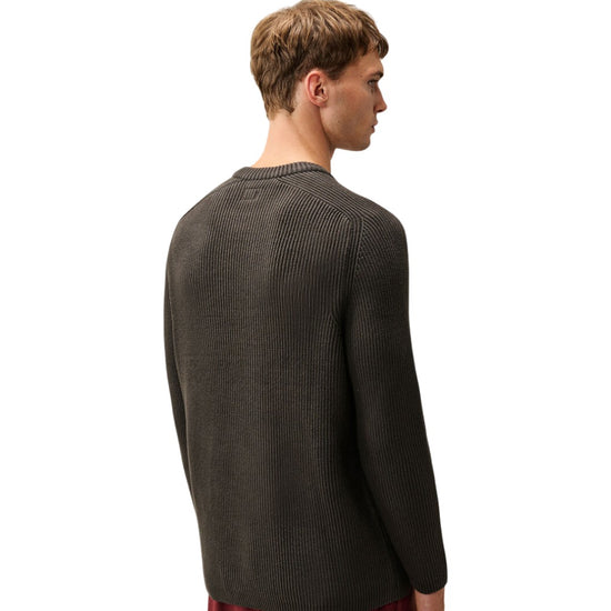 Full Rib Cotton Crewneck Lens Sweater Raven