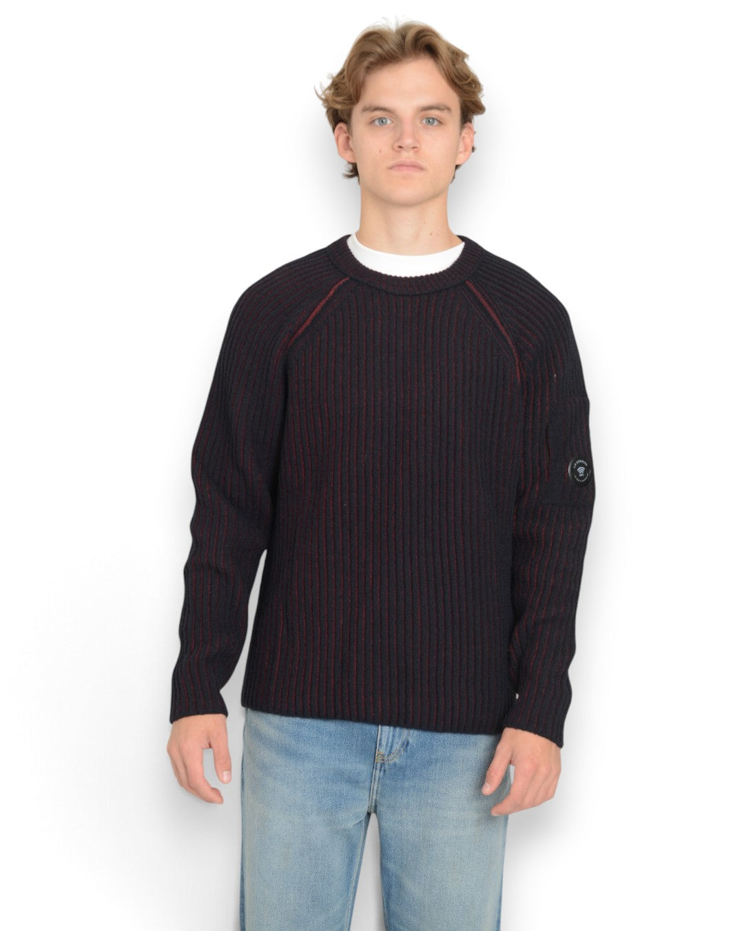 Fleece Knit Crew Neck Pullover Andorra bordeaux