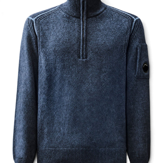 Fleece Knit Polo Collar Pullover Orion Blue