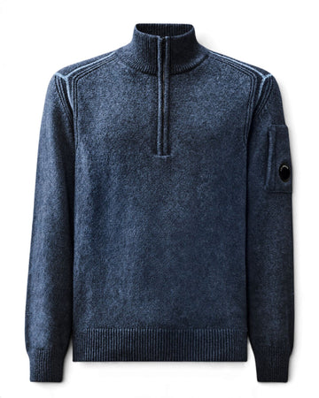 Fleece Knit Polo Collar Pullover Orion Blue