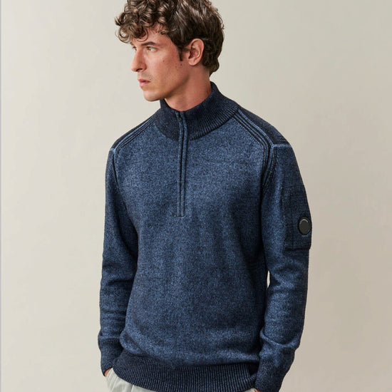 Fleece Knit Polo Collar Pullover Orion Blue