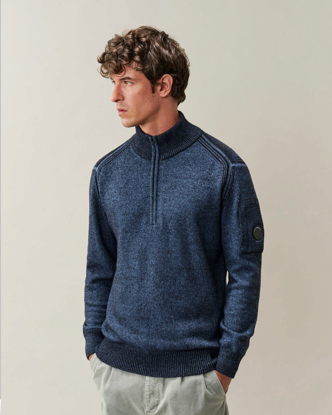 Fleece Knit Polo Collar Pullover Orion Blue