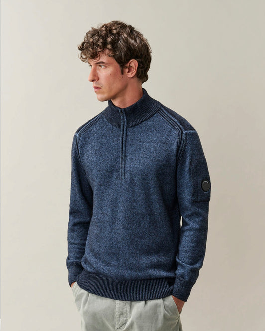 Fleece Knit Polo Collar Pullover Orion Blue