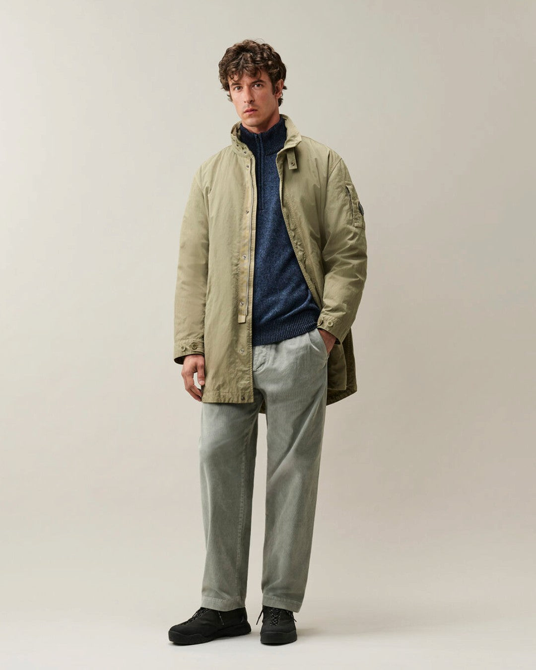 Fleece Knit Polo Collar Pullover Orion Blue