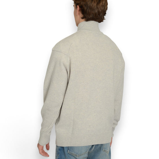 Lambswool GRS Half Zip Sweater Off White Melange