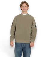 Brushed Emerized Diagonal Fleece Crew Neck Sweater