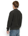 Brushed Emerized Diagonal Fleece Crew Neck Sweater Black