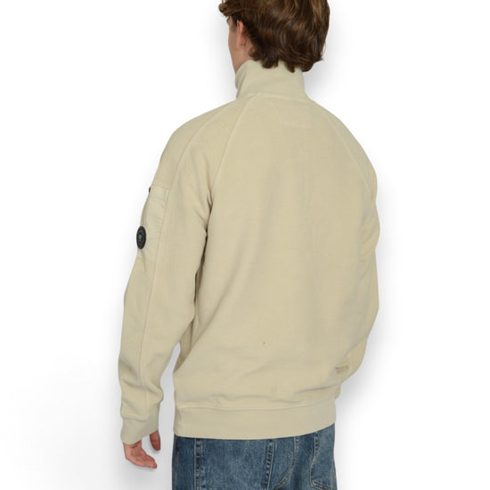 Brushed Emerized Diagonal Fleece Polo Collar Sweater Silver Birch