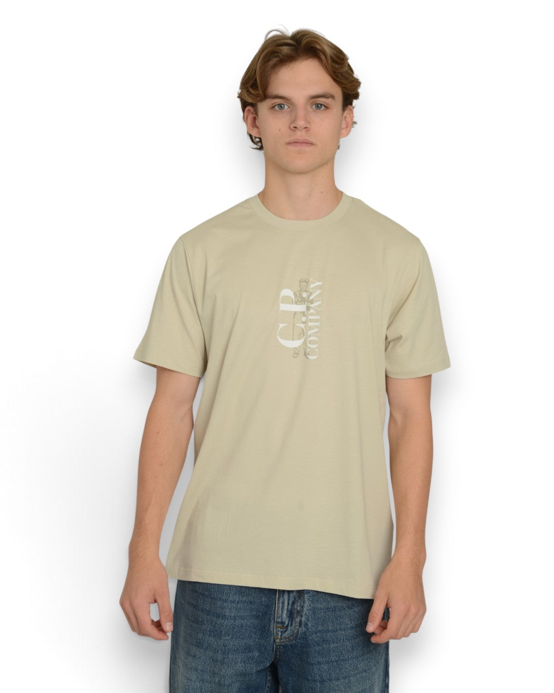 Vertical Logo Jersey T-shirt Silver beige