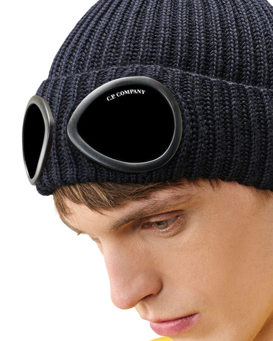 Extrafine Merino Wool Goggle Beanie blue