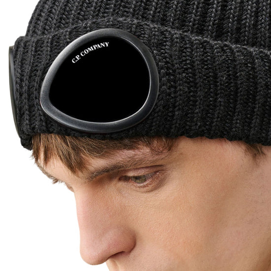 Extra Fine Merino Wool Goggle Beanie Black