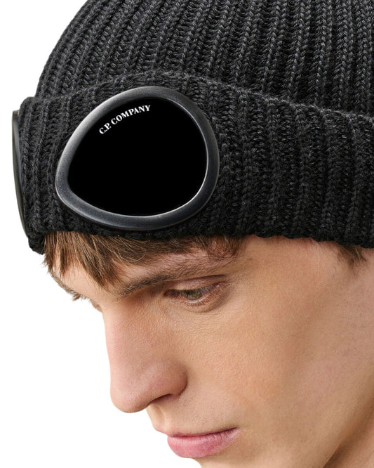Extra Fine Merino Wool Goggle Beanie Black