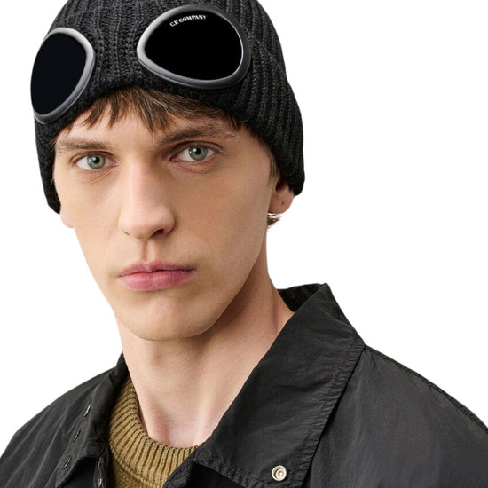 Extra Fine Merino Wool Goggle Beanie Black