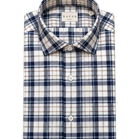 Flannel Tailor Fit Ruit Beige Blu