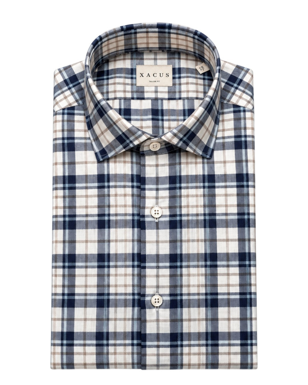 Flannel Tailor Fit Ruit Beige Blu