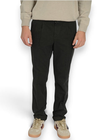 Peau de Peche Regelur Fit Pince Trousers Green