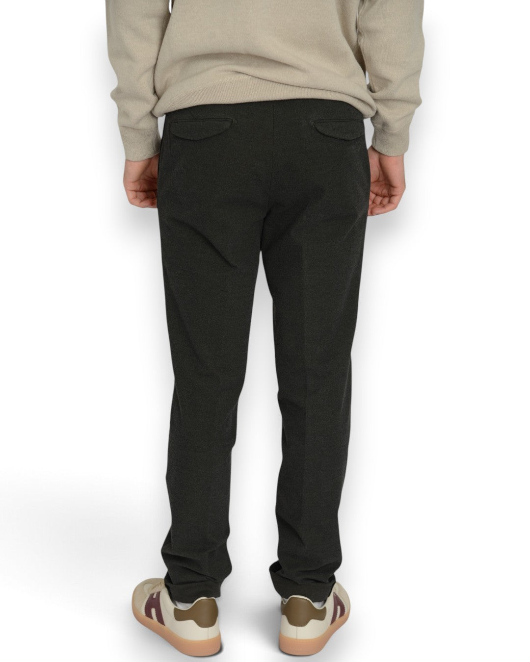 Peau de Peche Regelur Fit Pince Trousers Green
